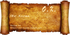 Ohr Kozma névjegykártya